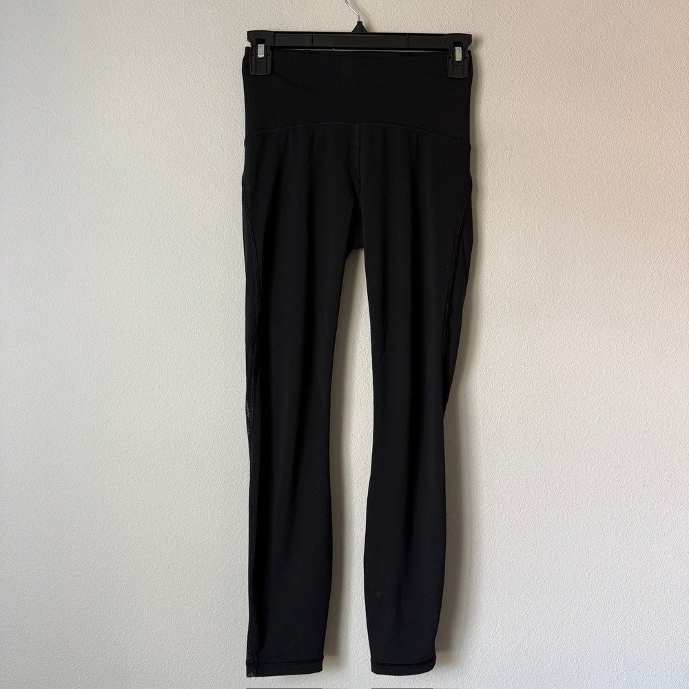 Lululemon Train Times 7/8 Pant Black High Rise Mesh‎ Leggings Size 4 W5AM0S